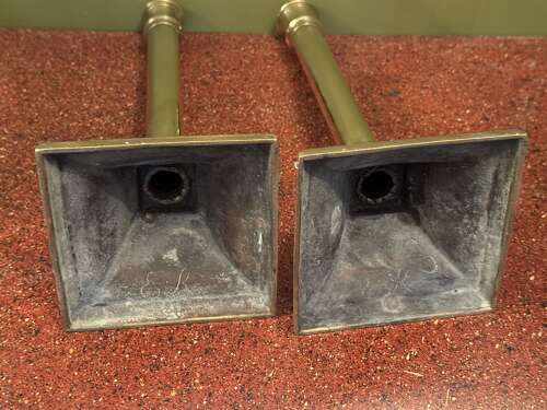 Pair of Georgian Brass Column Candlesticks