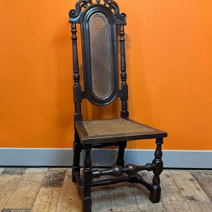 Queen Anne Walnut Cane High-Back Chair
