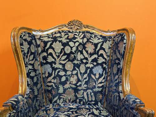 Pair of Antique French Louis XV Style Carved Walnut Armchairs