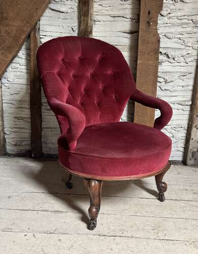 Victorian Iron Framed Button Back Armchair