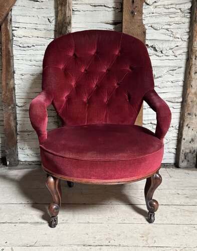 Victorian Iron Framed Button Back Armchair