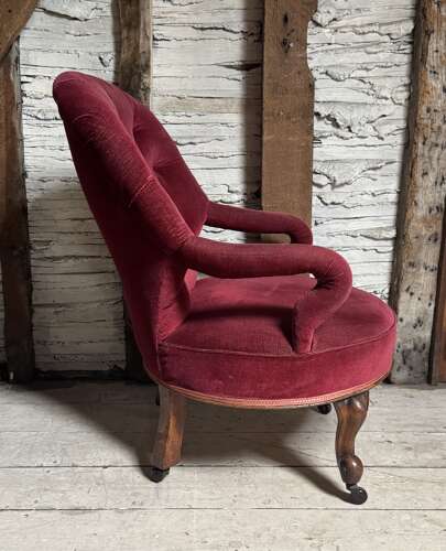 Victorian Iron Framed Button Back Armchair