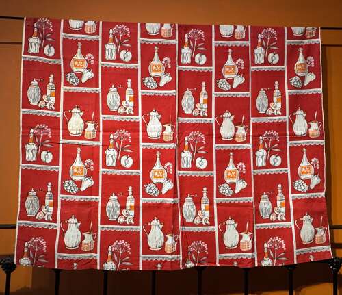 Vintage 1960s Red & White Kitchen Fabric