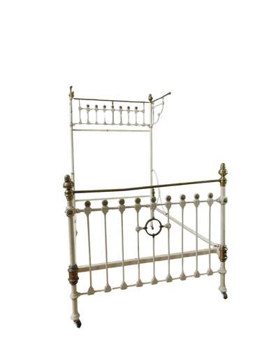Victorian Iron and Brass Half Tester Double Bed