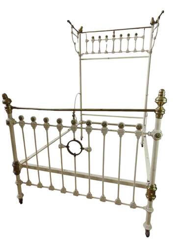 Victorian Iron and Brass Half Tester Double Bed