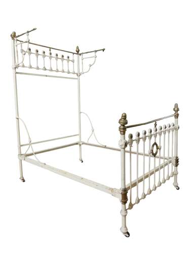 Victorian Iron and Brass Half Tester Double Bed