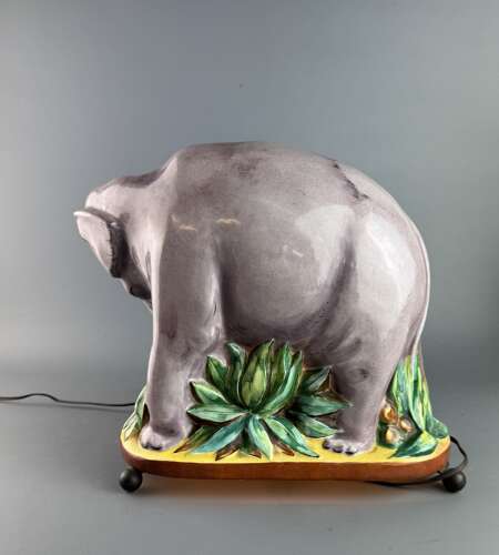 Rare French Art Deco Porcelain 'Elephant Tamer' Perfume Lamp, attributed to Argilor, Paris