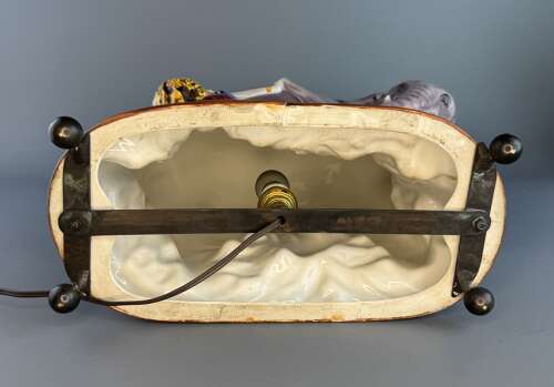 Rare French Art Deco Porcelain 'Elephant Tamer' Perfume Lamp, attributed to Argilor, Paris
