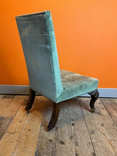 19th Century Occasional Chair with Scroll Carved Walnut Supports