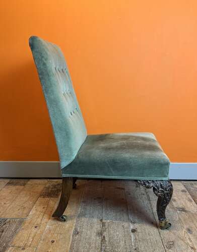 19th Century Occasional Chair with Scroll Carved Walnut Supports