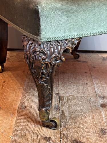 19th Century Occasional Chair with Scroll Carved Walnut Supports