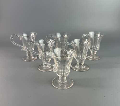 Set of Six Early Victorian Cut Glass Custard Cups