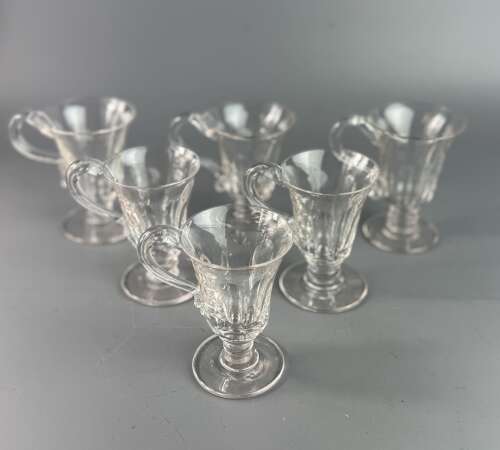 Set of Six Early Victorian Cut Glass Custard Cups