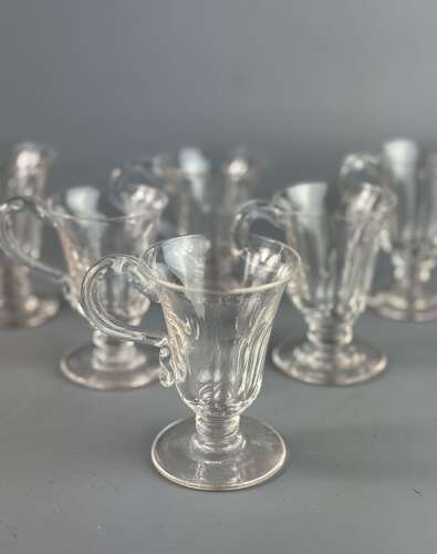 Set of Six Early Victorian Cut Glass Custard Cups