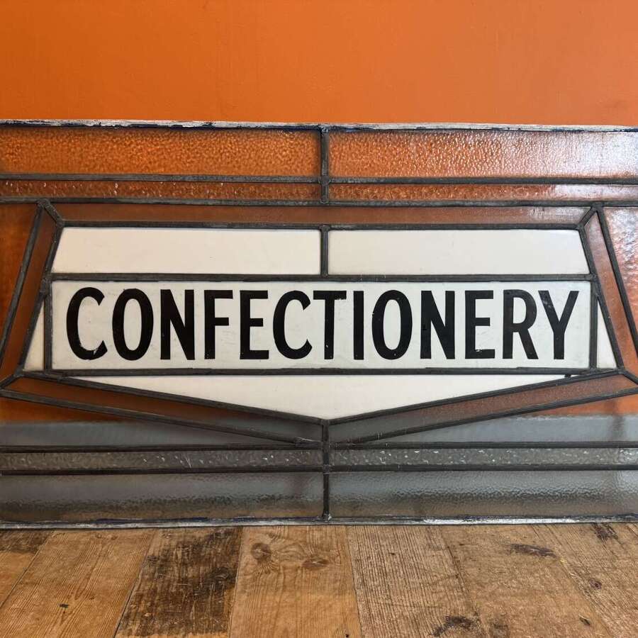 Antique Reverse Cut Glass Confectionary Shop Window Panel