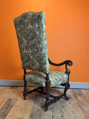 19th Century French Tapestry Upholstered Walnut Armchair in Louis XIII Style