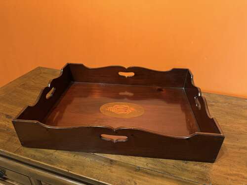 Edwardian Shell Inlaid Two Handled Tray