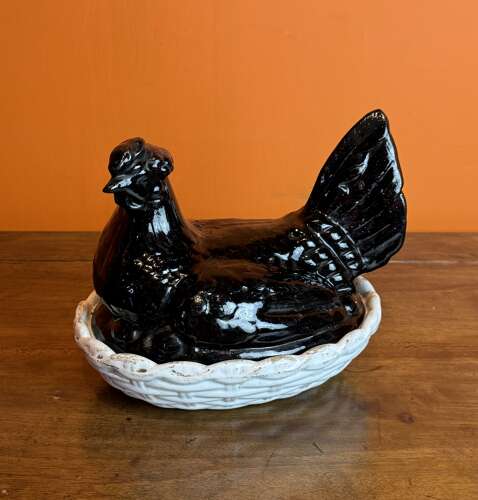 Victorian Staffordshire Pottery Jackfield Chicken Tureen