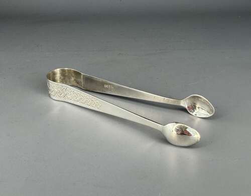 Antique Cantonese Silver Sugar Tongs