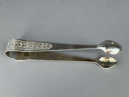 Antique Cantonese Silver Sugar Tongs