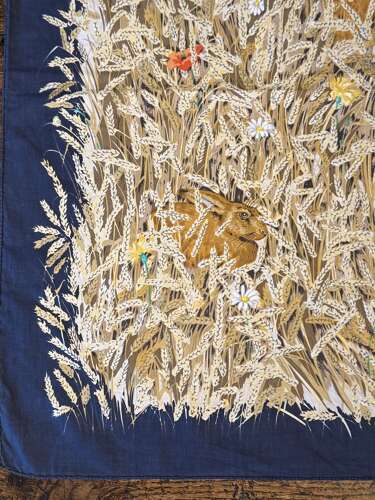Vintage Hermes 'Les Bles' Cotton Scarf Designed By Hugo Grygkar
