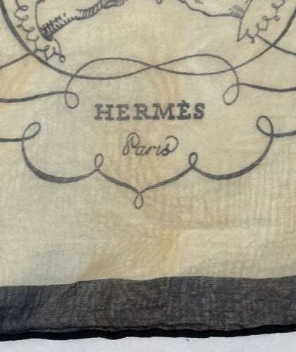 Vintage Hermes 'L'art D'ecrire' Silk Chiffon Scarf Designed By Maurice Tranchant