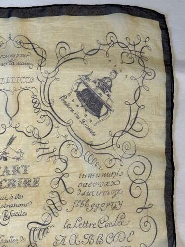 Vintage Hermes 'L'art D'ecrire' Silk Chiffon Scarf Designed By Maurice Tranchant