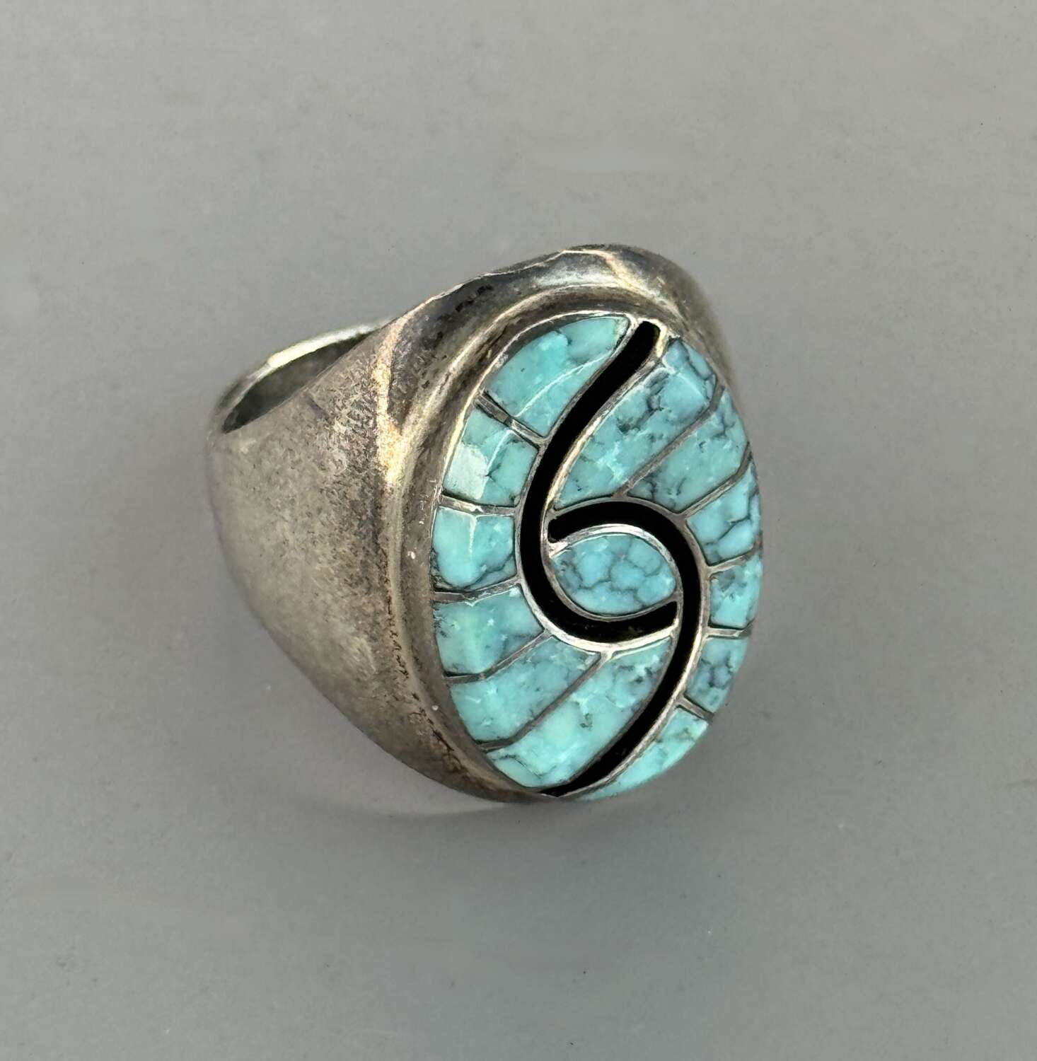 Vintage Mexican Dicky Quandelacy Zounie Pueblo Silver & Turquoise Ring