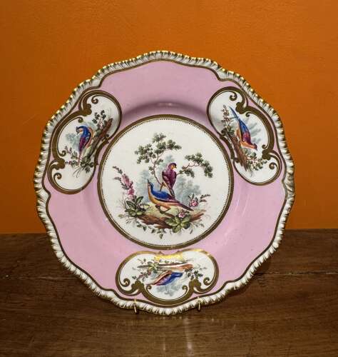 English Porcelain Plate Painted with Birds in the Manner of Thomas Martin Randall