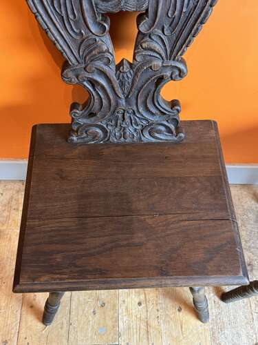 Pair of Antique Swiss Alpine Escabelle Chairs
