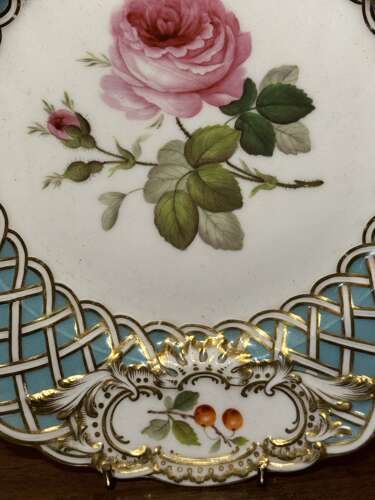 Minton Porcelain Newcastle Shape Basketweave Plate