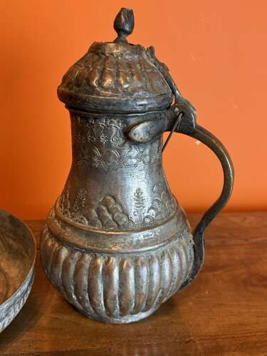 Persian Tinned Copper Water Jug & Bowl