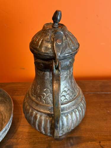 Persian Tinned Copper Water Jug & Bowl