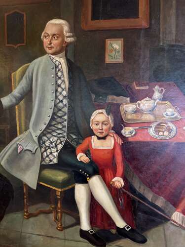 Adolf Glattacker, Oil on Canvas of an Interior Family Scene, dated 1929