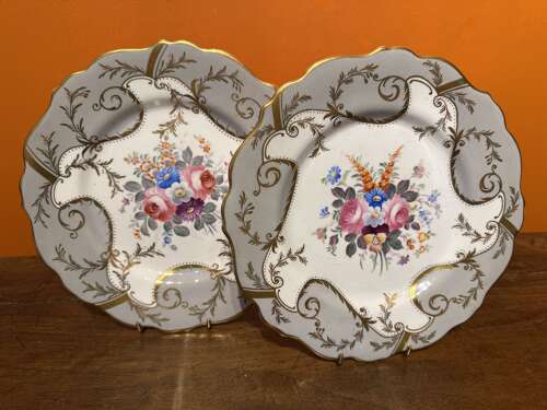 Pair of Victorian Coalport Porcelain Dessert Plates