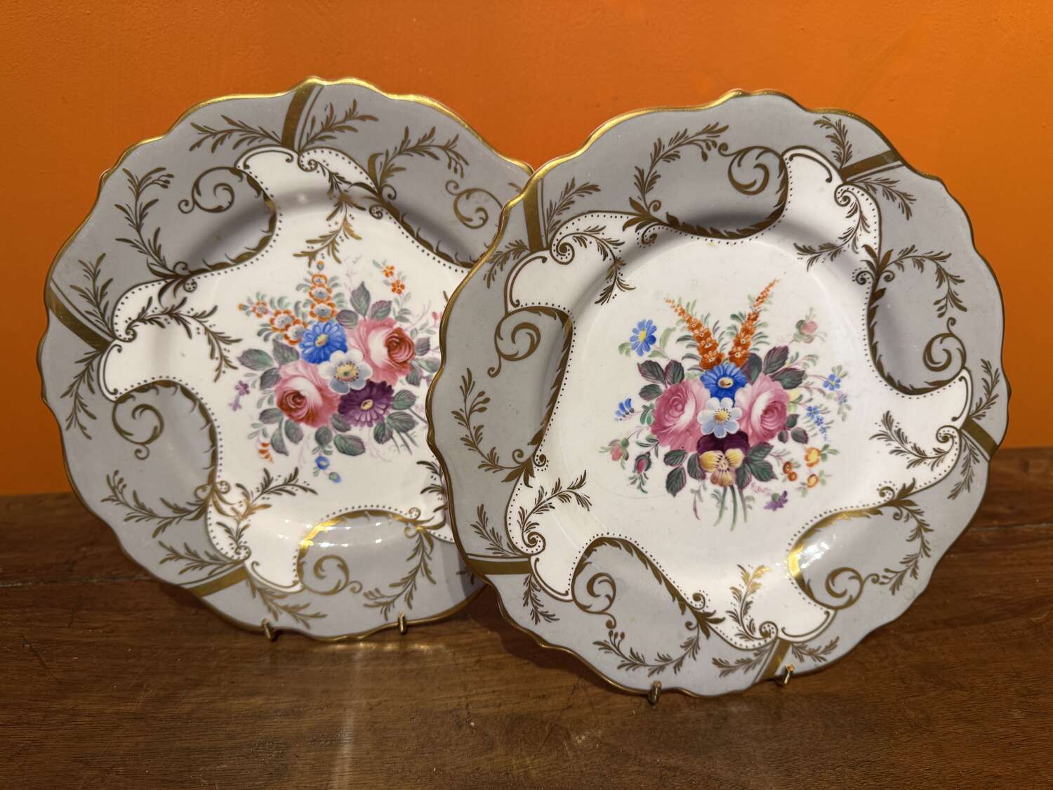 Pair of Victorian Coalport Porcelain Dessert Plates