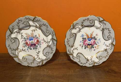 Pair of Victorian Coalport Porcelain Dessert Plates