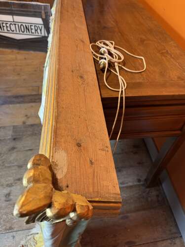 Pair of Fabulous Carved Giltwood Curtain Pelmets with Silk Swags