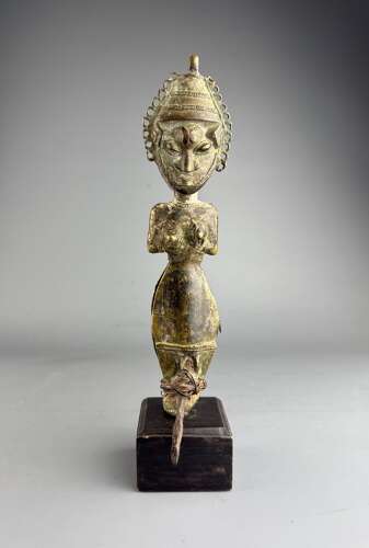 West African Yoruba Ogboni Edan bronze Janus figure, 19th Century
