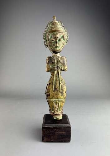 West African Yoruba Ogboni Edan bronze Janus figure, 19th Century