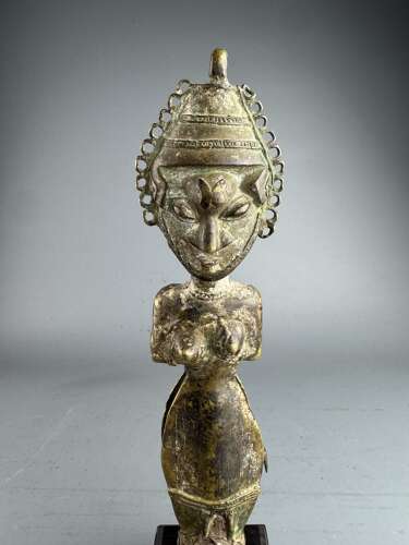 West African Yoruba Ogboni Edan bronze Janus figure, 19th Century
