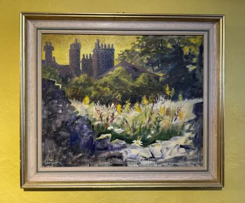 Joan Lapworth 'Derelict' Oil on Board of a Country Manor House