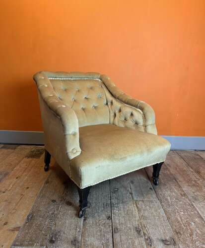 Antique Square Button Back Occasional Chair