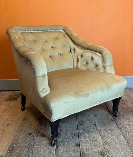 Antique Square Button Back Occasional Chair
