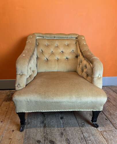 Antique Square Button Back Occasional Chair
