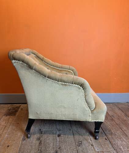 Antique Square Button Back Occasional Chair