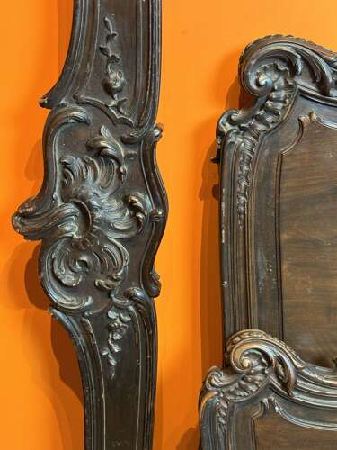 Antique French Carved Walnut Double Bed in Louis XV Style