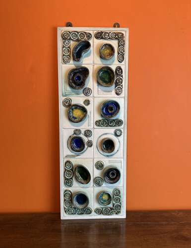1970's Abstract Ceramic Tile Panel by Edna Byrne