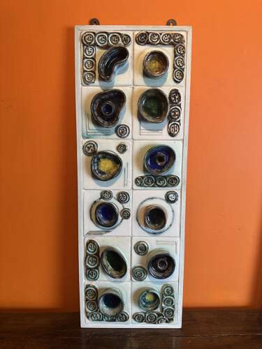 1970's Abstract Ceramic Tile Panel by Edna Byrne