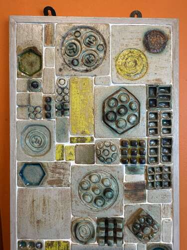 1970's Abstract Ceramic Tile Panel by Edna Byrne